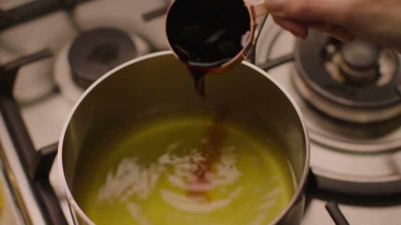 Add some soy sauce to the now deeply flavoured liquid