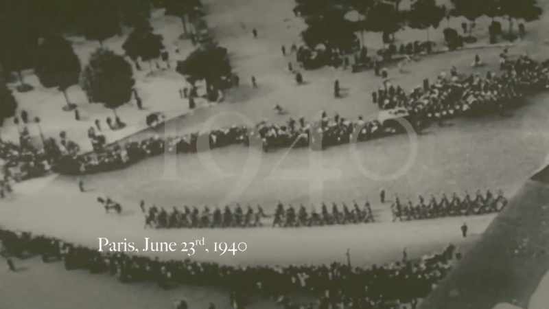 Adolf Hitler walks triumphantly