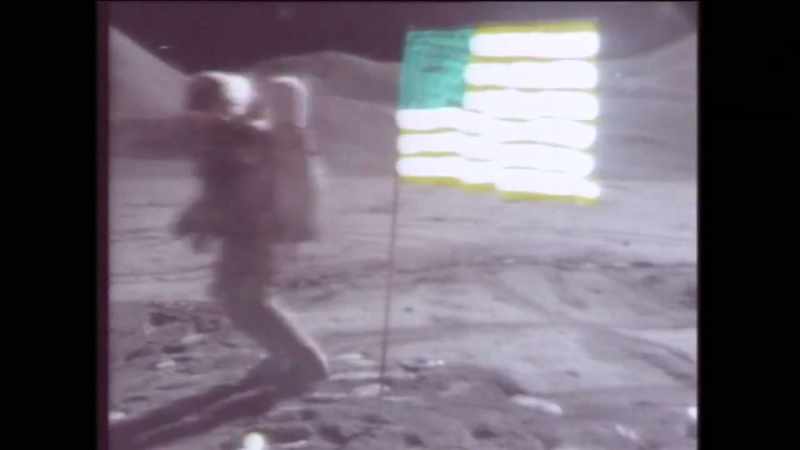 After a while, the astronaut exits out of frame to the left