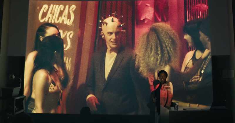 After hours, he hangs out at a gentlemen's club