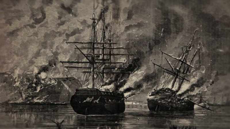 After some preliminary bombardment by the Navy