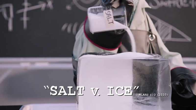 Ah. Yes. The salt will lower the ice's freezing point