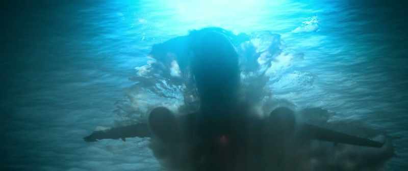 [Airplane churning water]