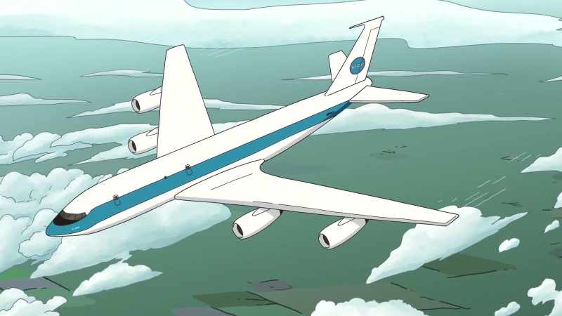 [airplane engines revving]