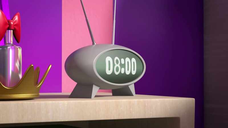 [alarm beeping]