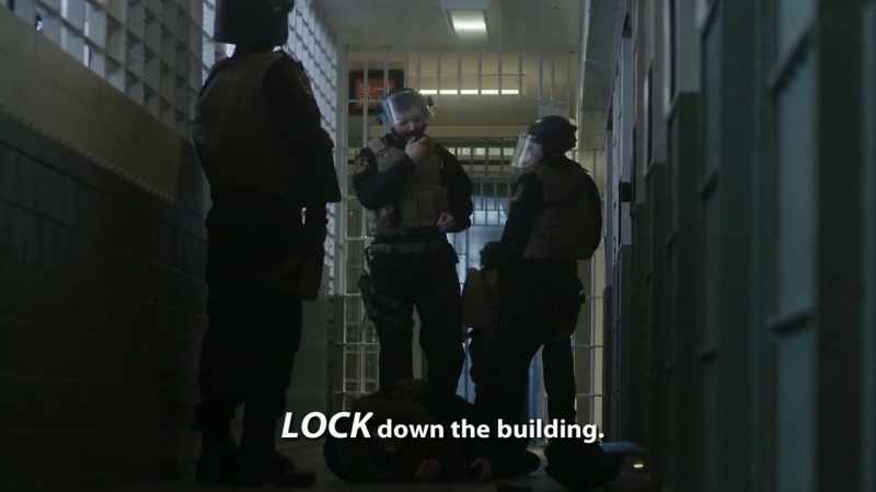 [alarm blaring]