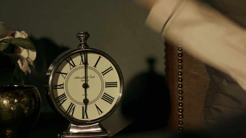 [alarm ringing]