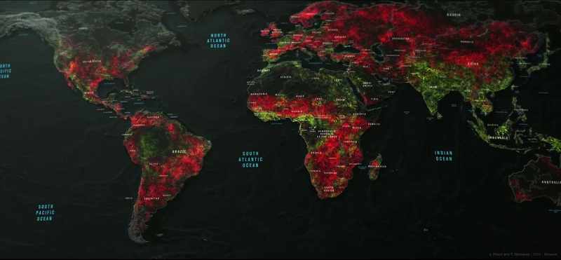 Almost all the Earth's surface has-- now bears the mark