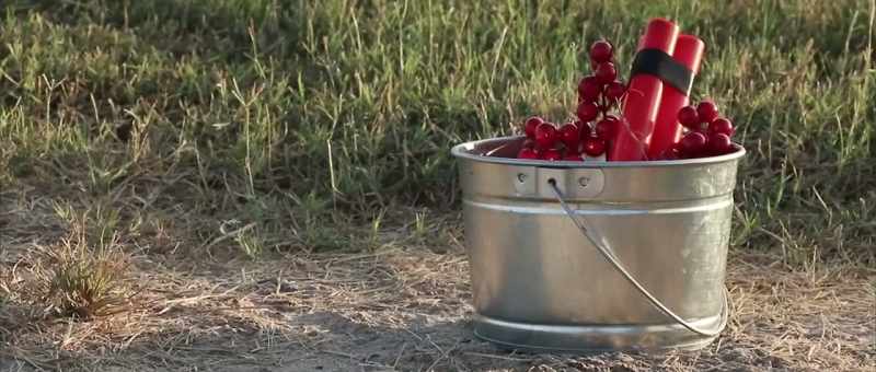 Alone with nothing but a stick of dynamite, a metal bucket and some string