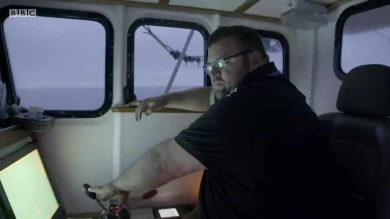 An hour's sail south, and Pete has found some fish