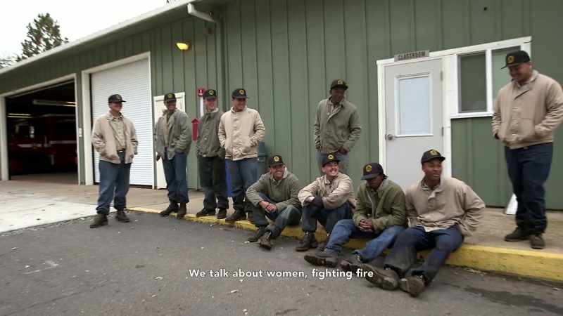 {\an8}(fire camp trainees laugh)
