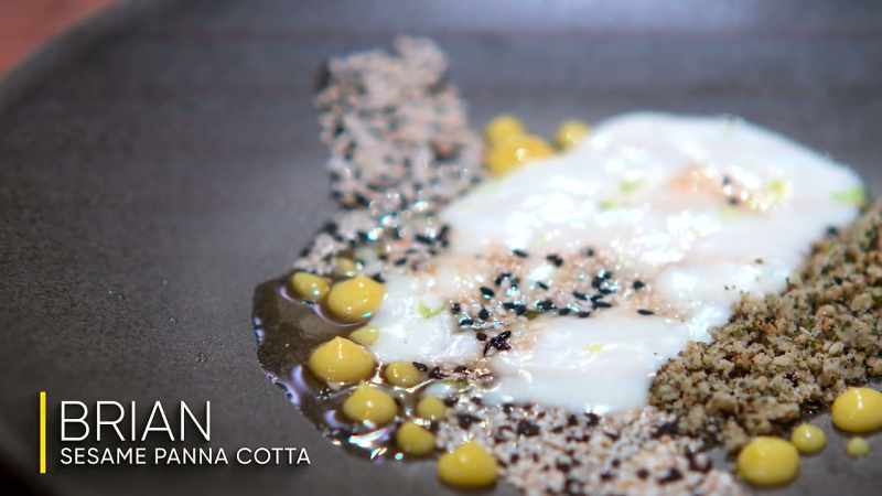 {\an8}So this is panna cotta with sesame maple, with lemon curd