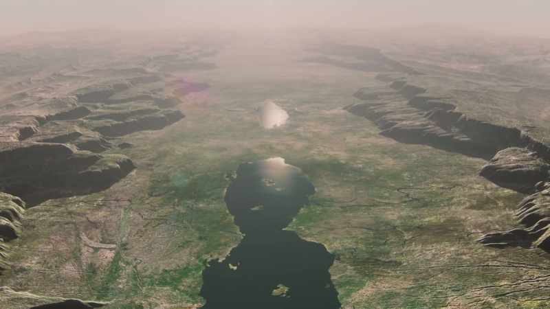 and a chain of lakes developed