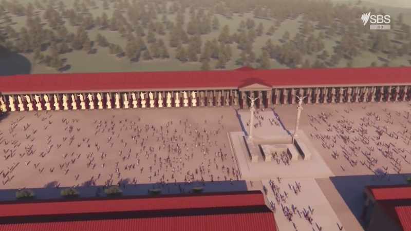 and, all around, 60 statues representing the 60 Gallic tribes