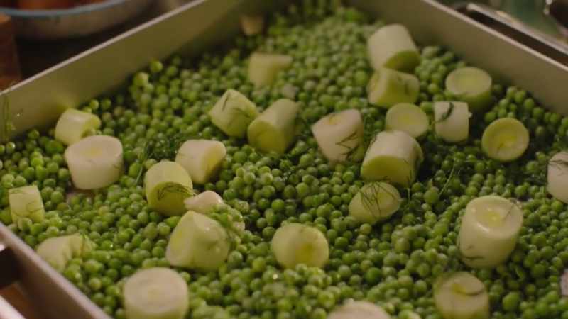 And this being a chicken and pea tray bake