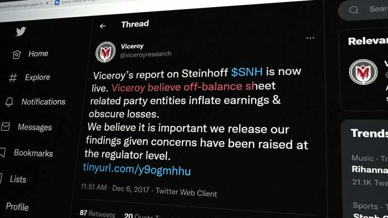 And they came out with this report on Steinhoff