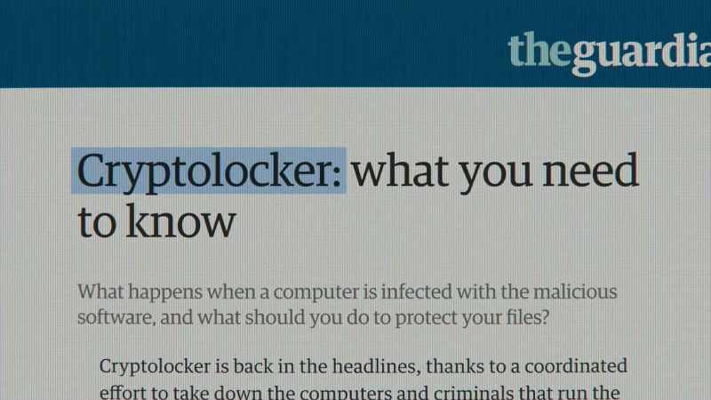 And Cryptolocker, a ransomware program installed