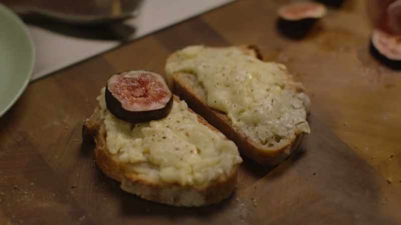 And that goes on one piece of brie-spread bread