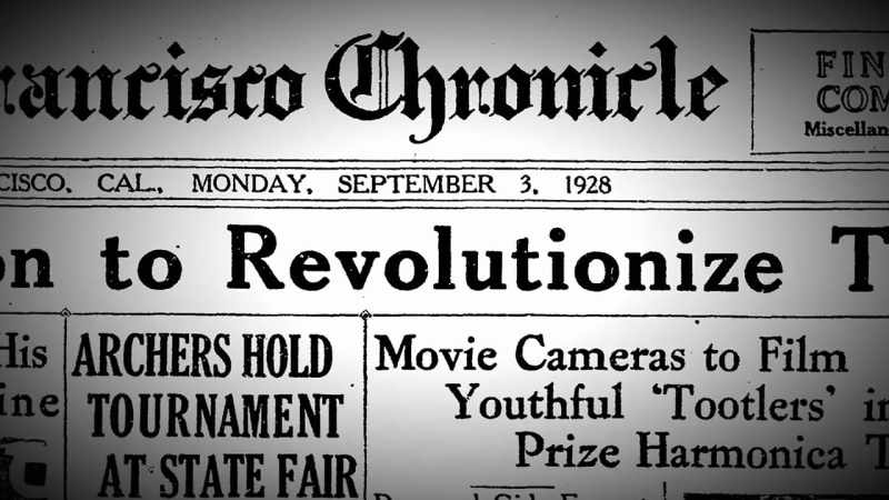 And in 1928, his breakthrough makes front page news