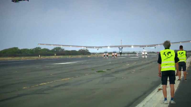 And on day five, Solar Impulse lands in O'ahu