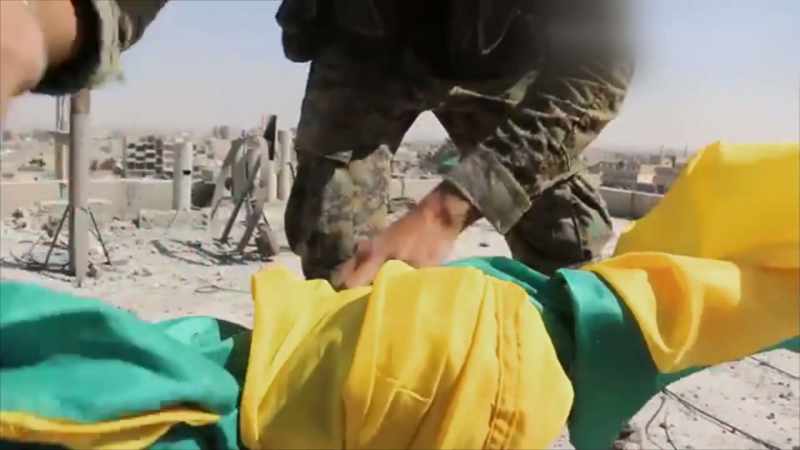And they put a big flag, Yazidi flag