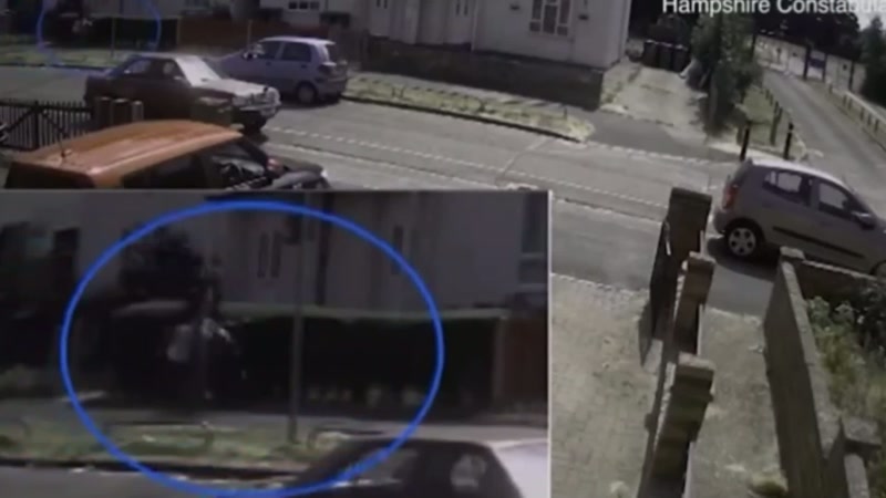 And sure enough, he's there, he's riding his bike