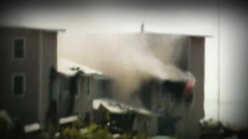 And the fire has started to consume the building