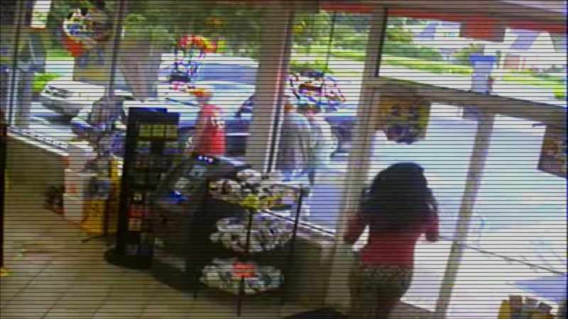And then she exits the gas station