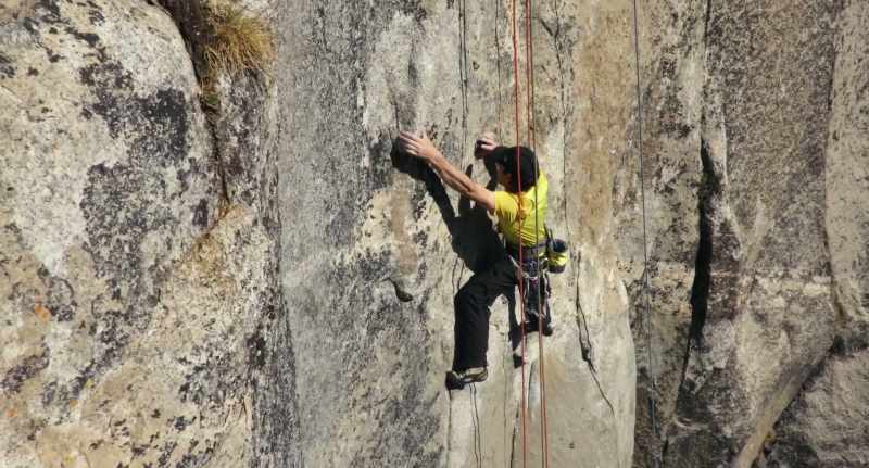 And then reach out left to a big sloping bread loaf type hold that