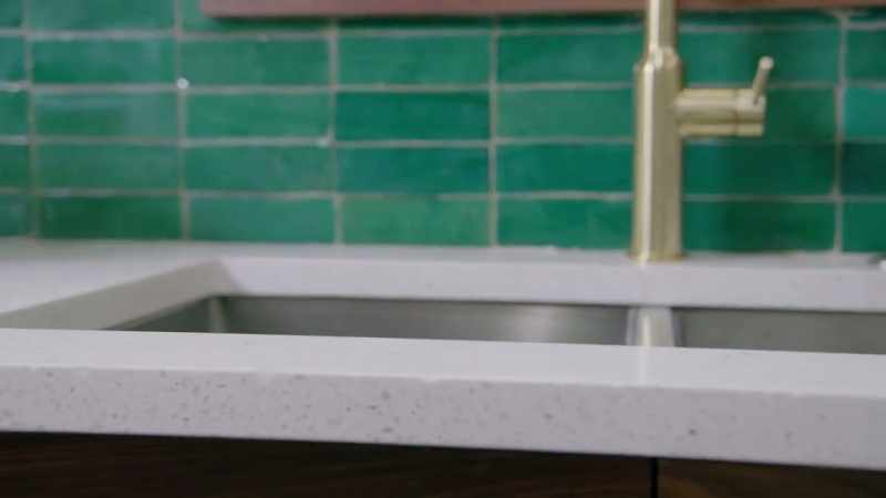 And we were able to put down this awesome quartz countertop