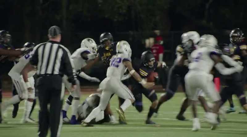 ANNOUNCER 2: First and 10, runnin' inside left