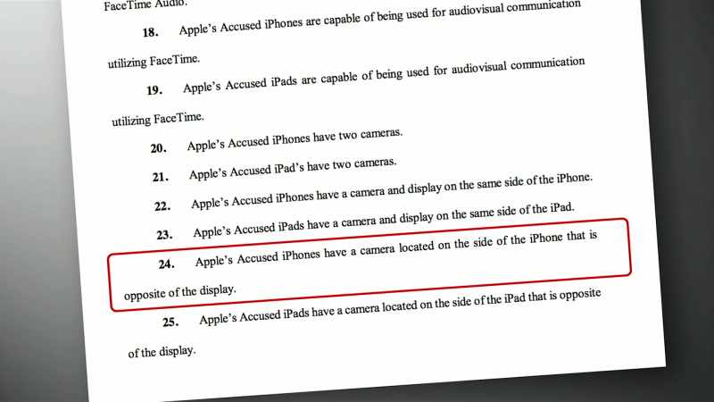 APPLE'S ACCUSED IPHONES HAVE A CAMERA LOCATED