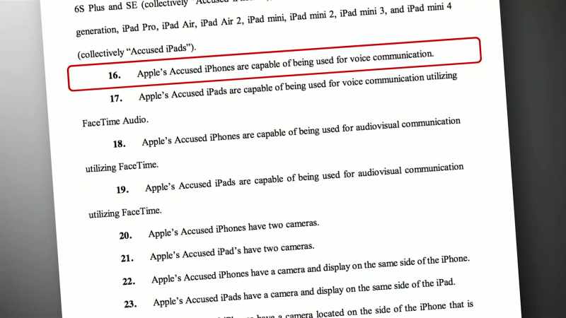 APPLE'S ACCUSED IPHONES HAVE TWO CAMERAS