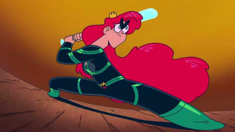 [Aquaman and Mera yell]