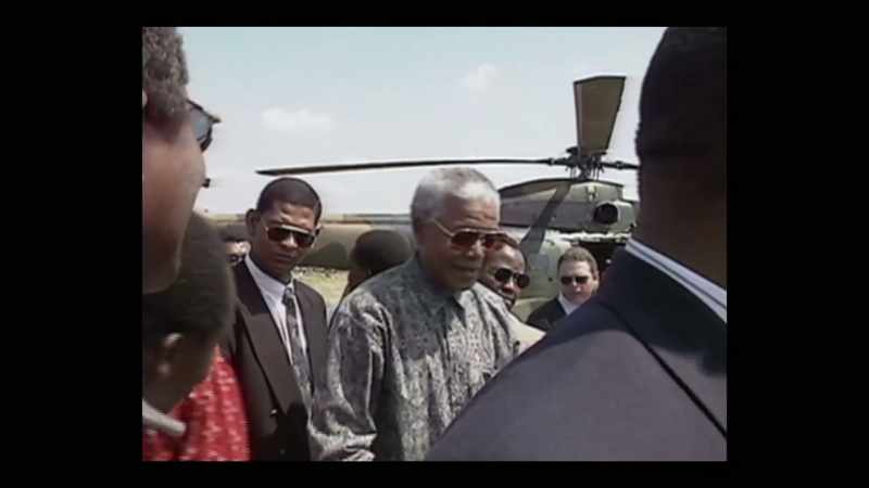 Arriving by helicopter