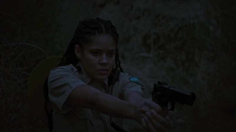 (arrow thudding) (April grunting)