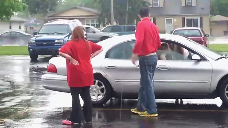 As he gets angrier, the manager goes from friendly shopkeep