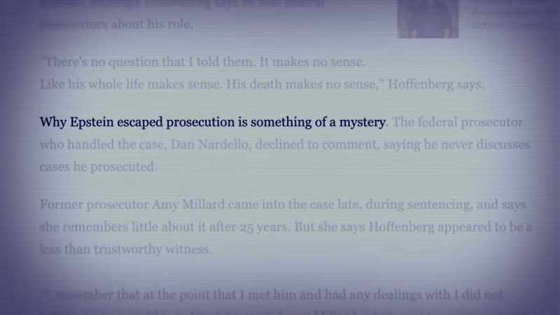 As Jeffrey Epstein is wont to do, he avoided investigation