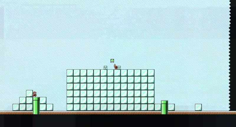 As small Mario, if runners can manage to hit a specific pixel on the wall