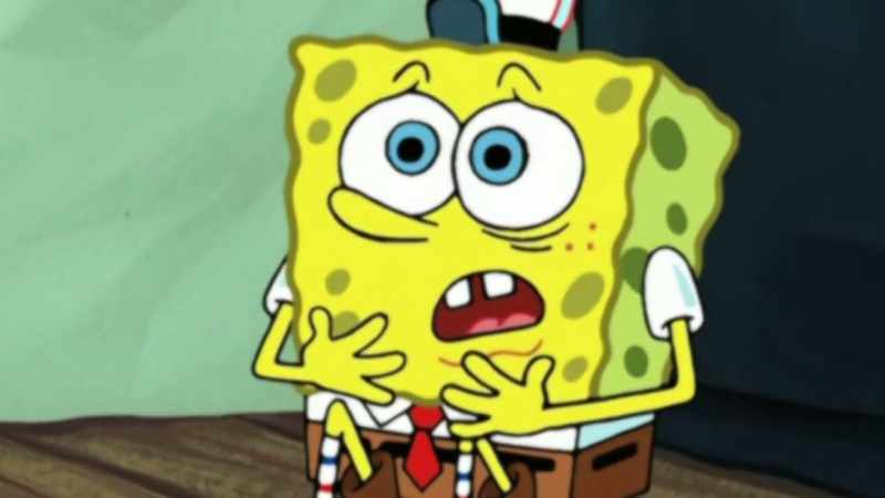 As the fry cook began to panic, Krabs regained his composure