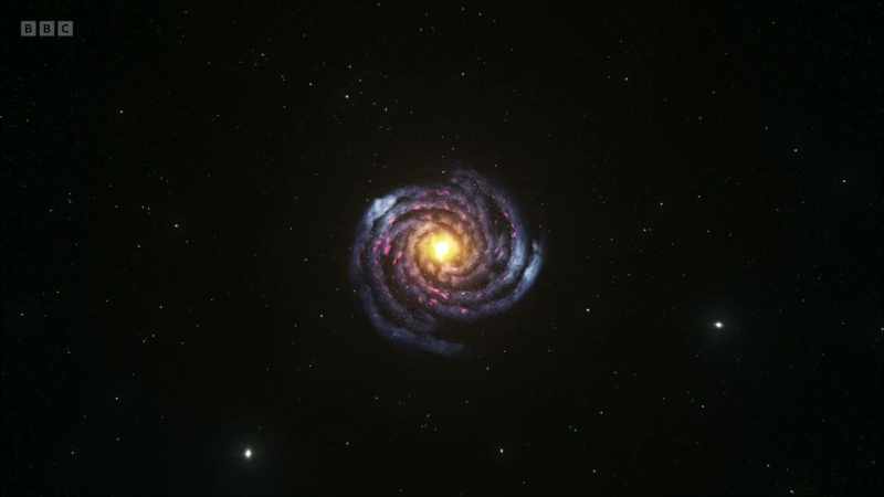As the galaxy revolves