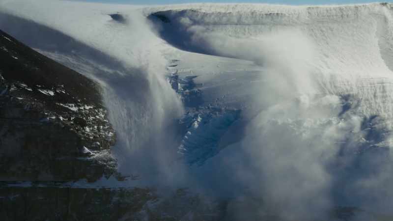 As these gale-force winds descend from the ice sheet