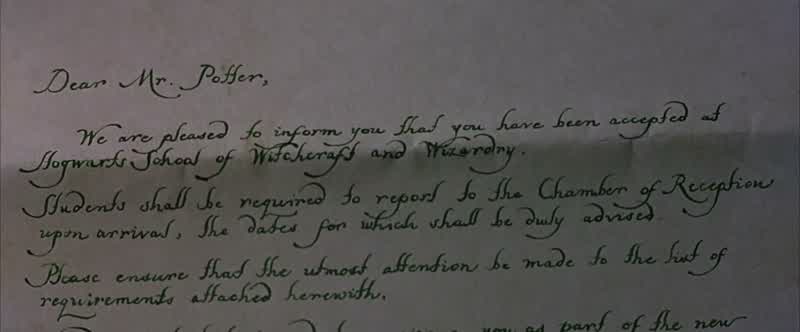 at Hogwarts Schoolof Witchcraft and Wizardry.