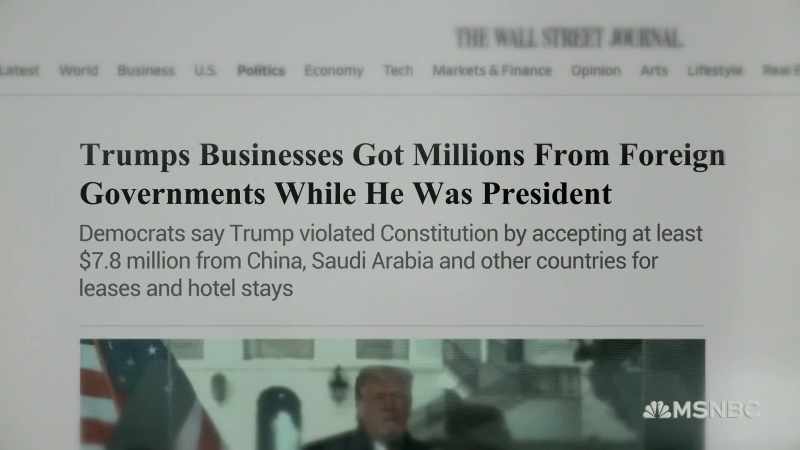At least $7.8 million he received from 20 foreign governments