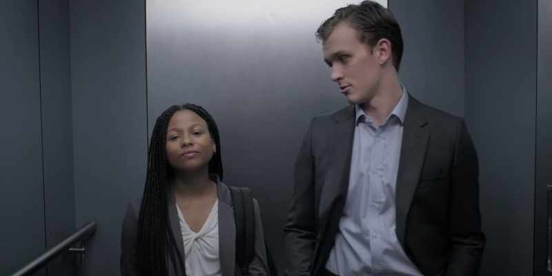 AUTOMATED VOICE: Floor eight. -(ELEVATOR BELL DINGS)