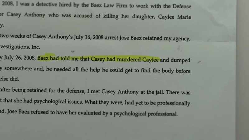 BAEZ ALLEGEDLY TOLD THIS PRIVATE DETECTIVE