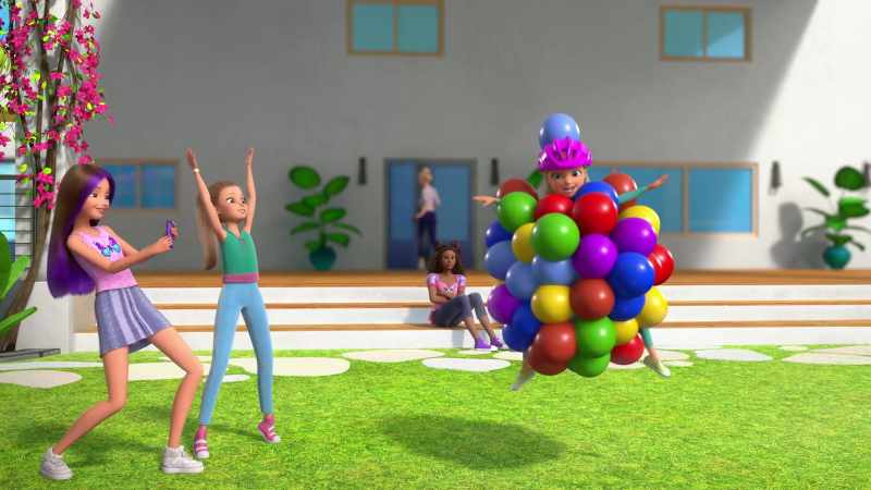 [balloons popping]