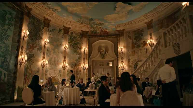 [baroque chamber music playing]