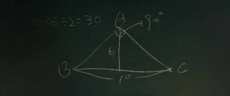 Base times height, divided by 2