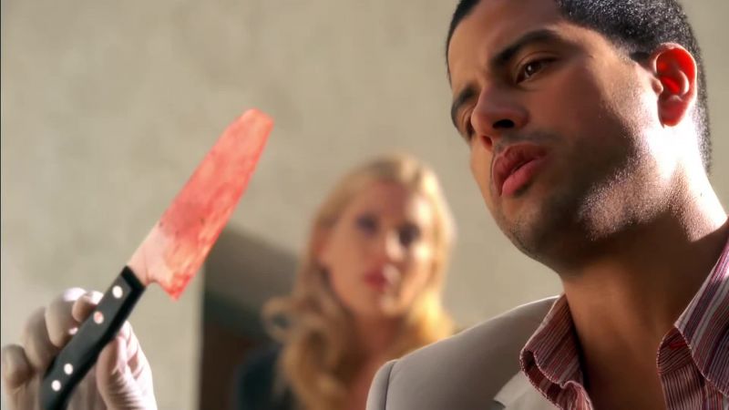 Because you can't go downstairs with the murder weapon in your hand
